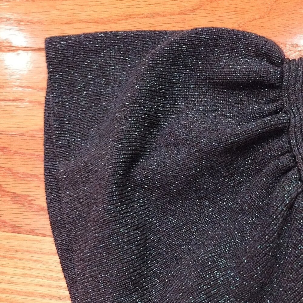 Maeve Anthropologie Emerald Green Open Back Flutter Sleeve Sparkle Sweater Small - Picture 4 of 6